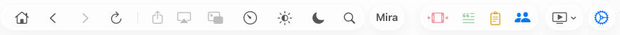 Mira's toolbar on macOS with playback and navigation controls
